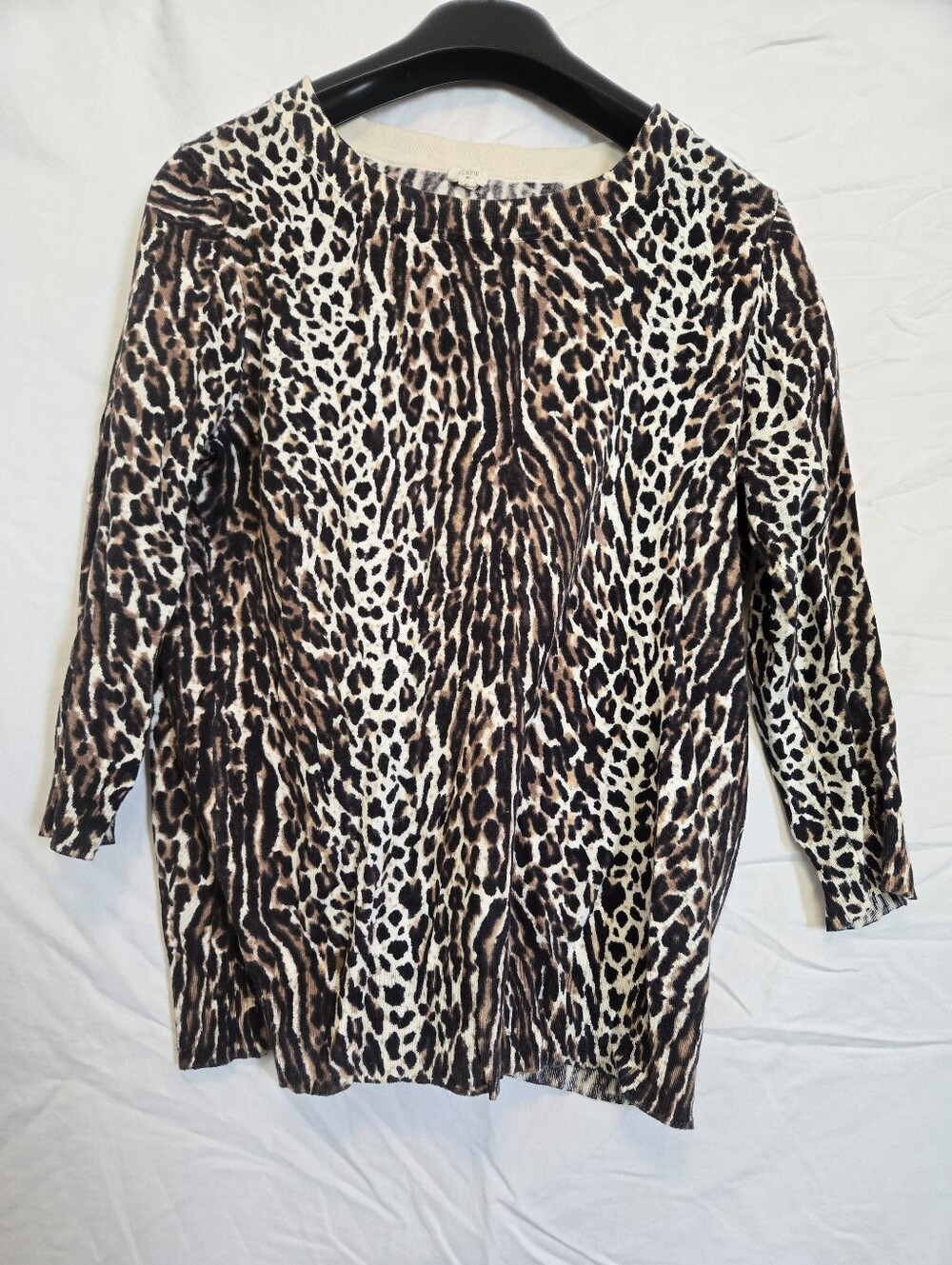 J. Crew Leopard Print Long Sleeve Top in Brown and Black